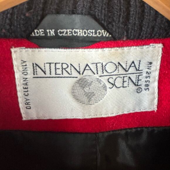 International Scene Women's Size 9/10 Red Vintage Wool Winter MaxiCoat Peacoat - Picture 9 of 16